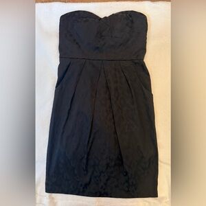 Studio Y Black Strapless Mini Dress. Embossed Animal Print Pattern.
